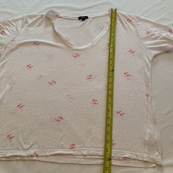 Rails linen blend sheer lightweight flamingo T-shirt large L - Picture 5 of 6
